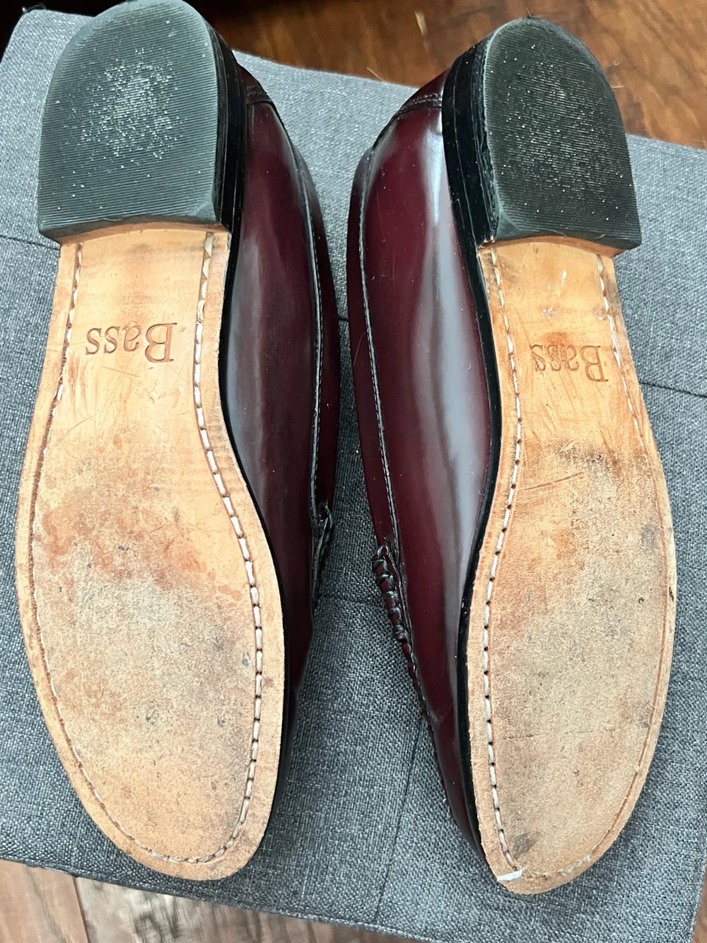 Bass Women's Burgundy Leather Penny Loafers - Picture 2 of 6